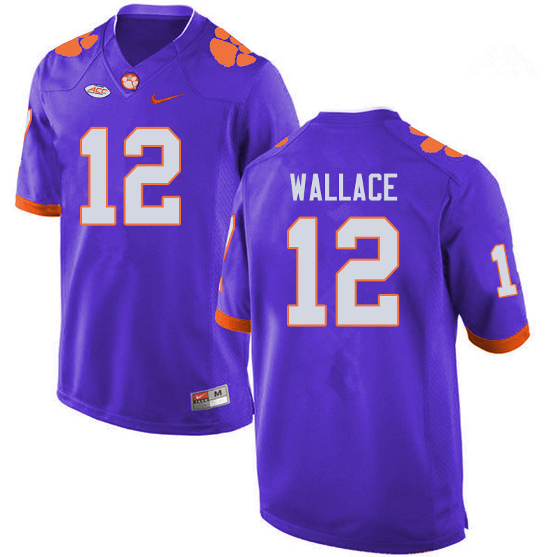 Men #12 K'Von Wallace Clemson Tigers College Football Jerseys Sale-Purple - Click Image to Close